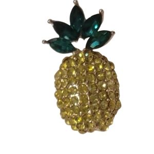 Pineapple Brooch with Green and Yellow Crystals Pin